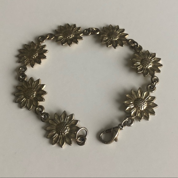 Enamel Sunflower Linked Gold-tone Bracelet - Picture 4 of 5